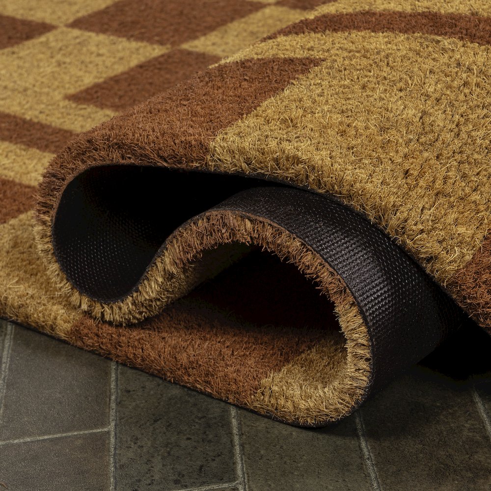Farmhouse Checkerboard Coir Natural/Red 4 ft. x 6 ft. Indoor/Outdoor Area Rug. Picture 4