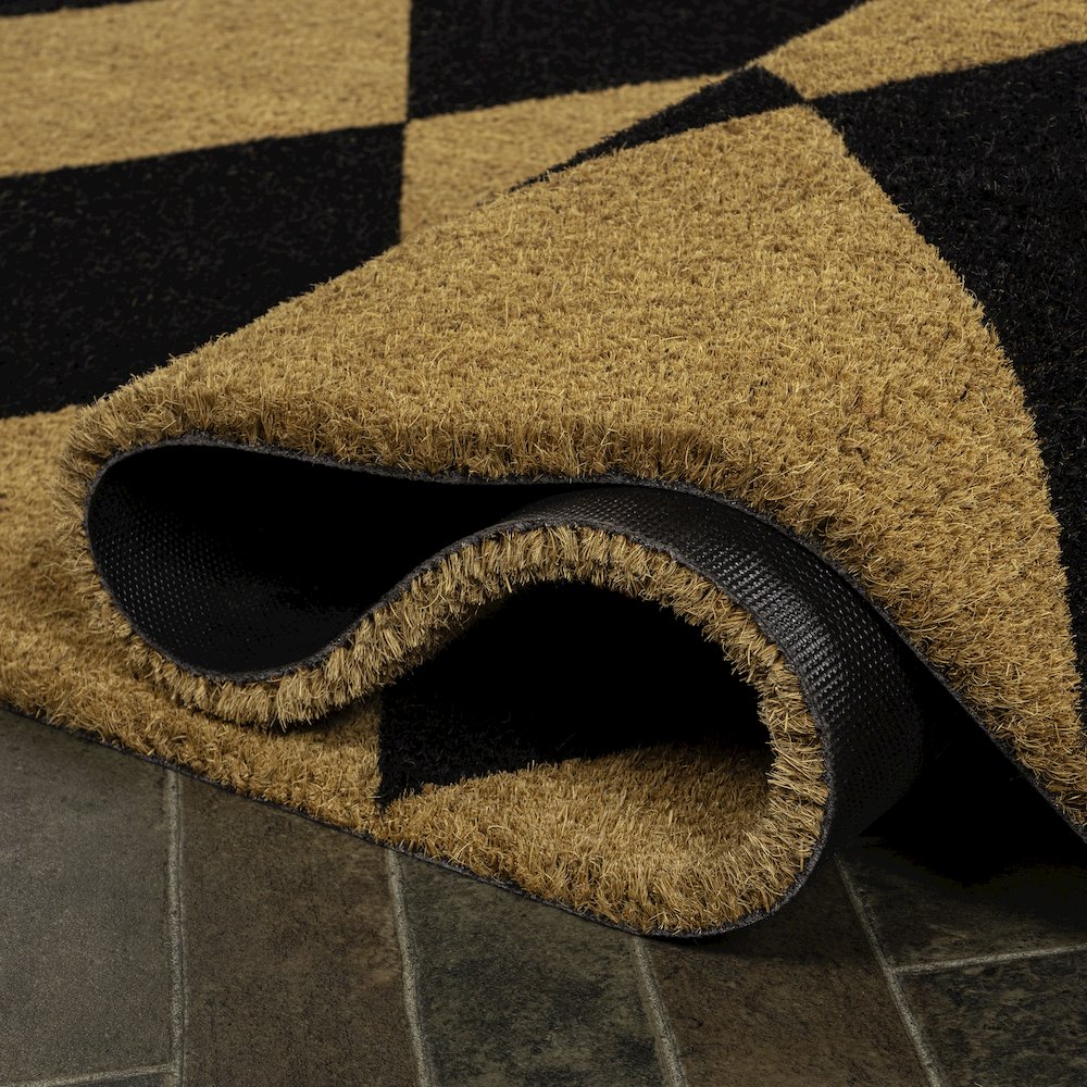 Diamond-Patterned Coir Natural/Black 4 ft. x 6 ft. Indoor/Outdoor Area Rug. Picture 4