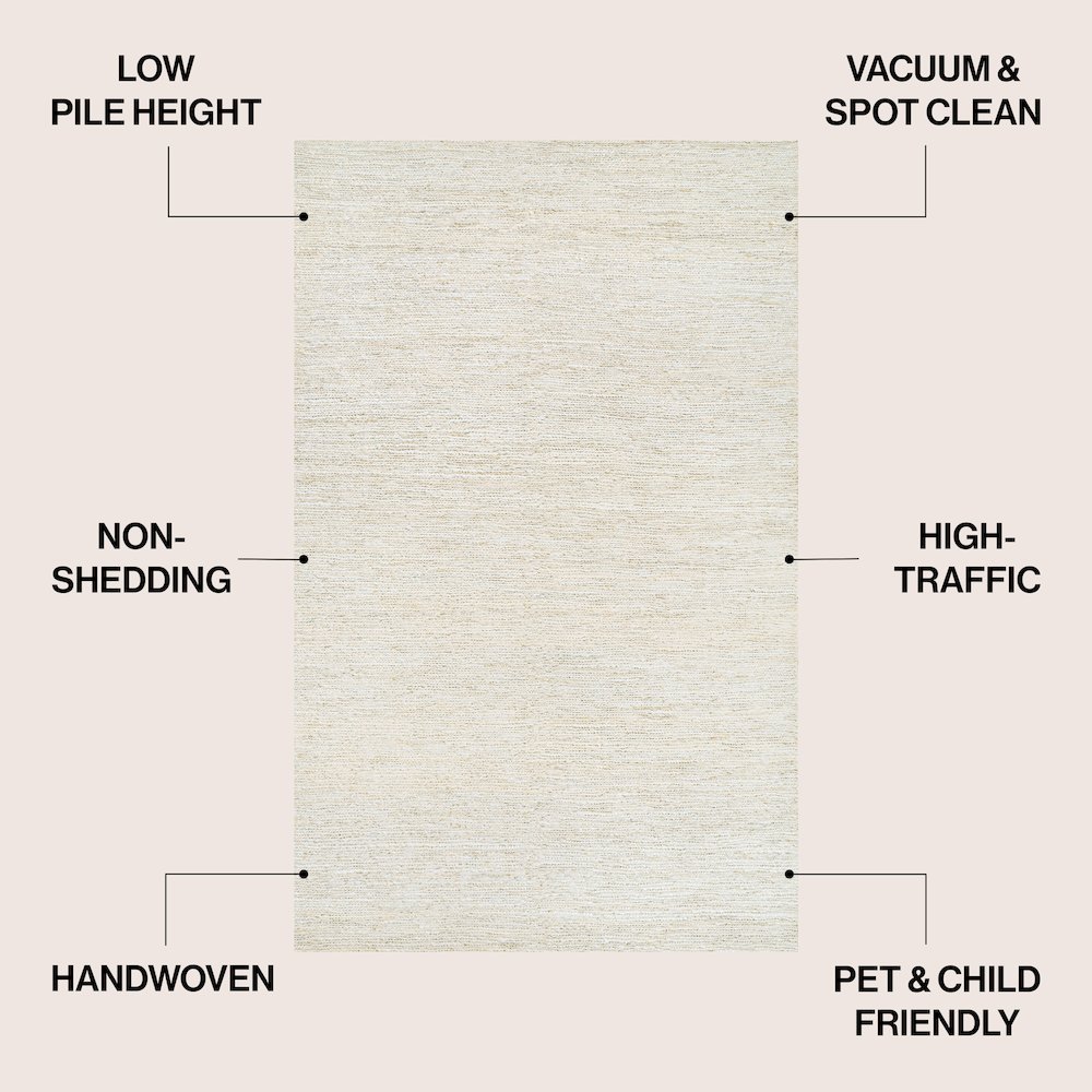 Griffin Rustic Farmhouse Woven Jute Solid Bleach 3 ft. x 5 ft. Area Rug. Picture 4