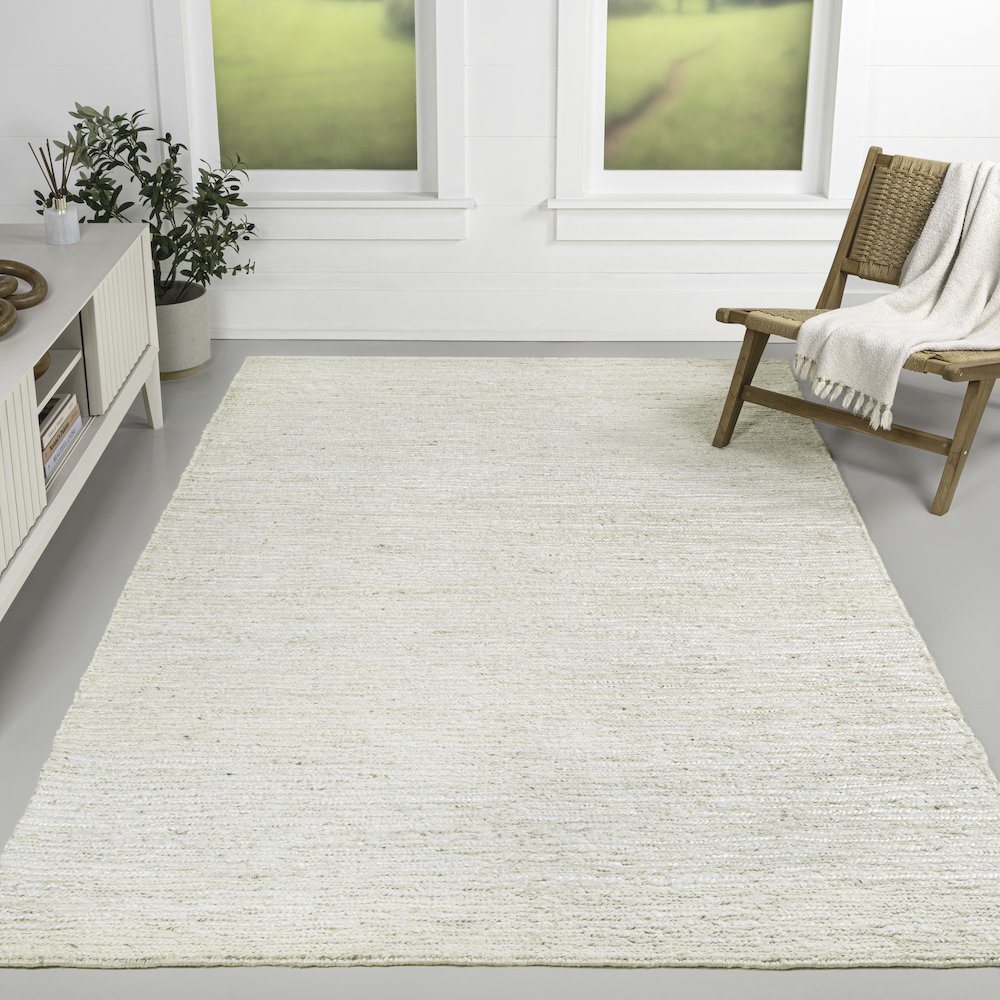 Griffin Rustic Farmhouse Woven Jute Solid Bleach 4 ft. x 6 ft. Area Rug. Picture 2