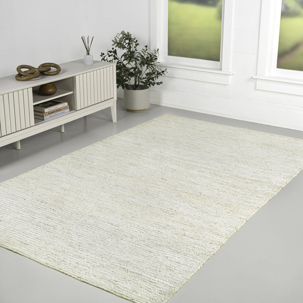 Griffin Rustic Farmhouse Woven Jute Solid Bleach 4 ft. x 6 ft. Area Rug. Picture 3