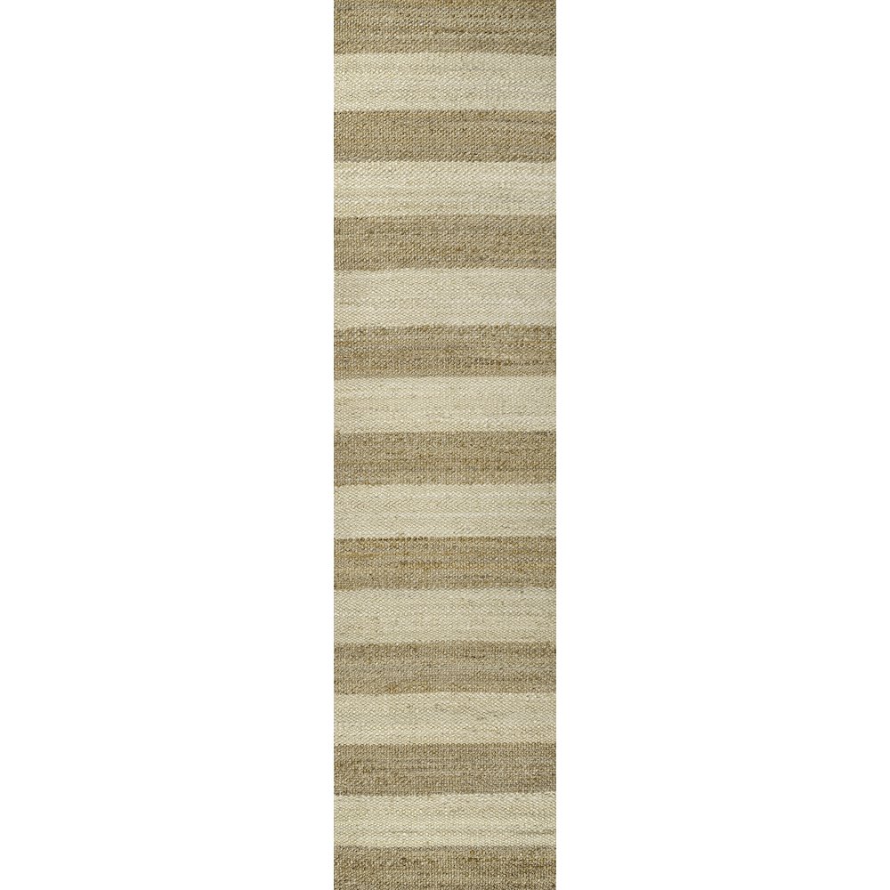 Jayden Farmhouse Woven Jute Stripe Natural/Bleach 2 ft. x 8 ft. Runner Rug. Picture 1