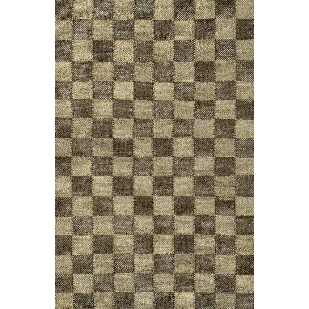 Theo Farmhouse Woven Jute Checkerboard Natural/Brown 4 ft. x 6 ft. Area Rug. Picture 1