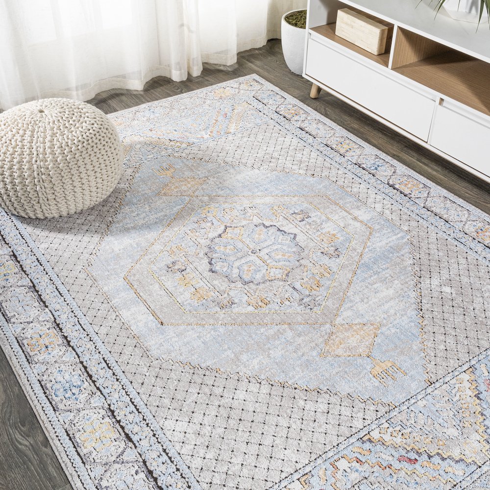 Izmit Geometric Vintage Medallion Area Rug. Picture 4