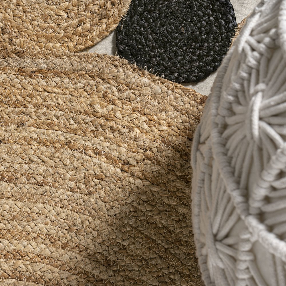 Ayana Two Tone Jute Hippy Circle Area Rug. Picture 5