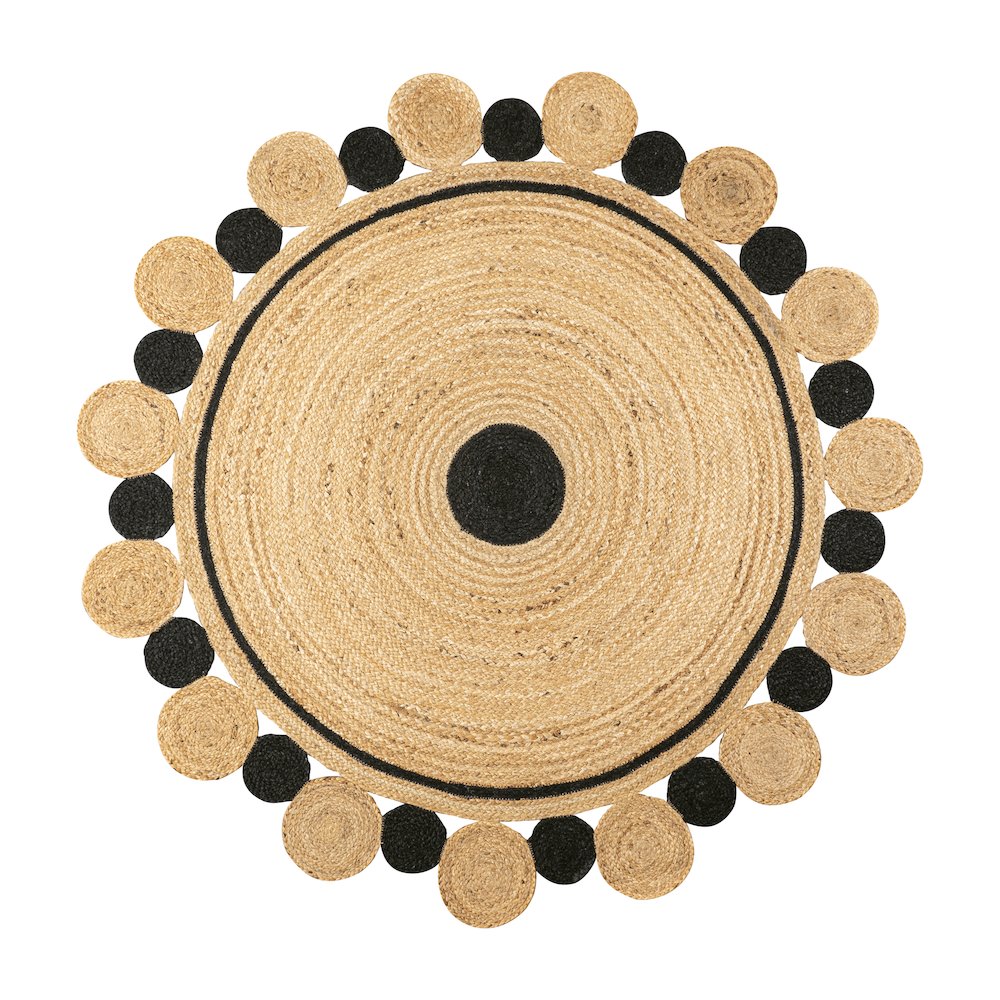 Aurora Two Tone Jute Hippy Circle Medallion Area Rug. Picture 1