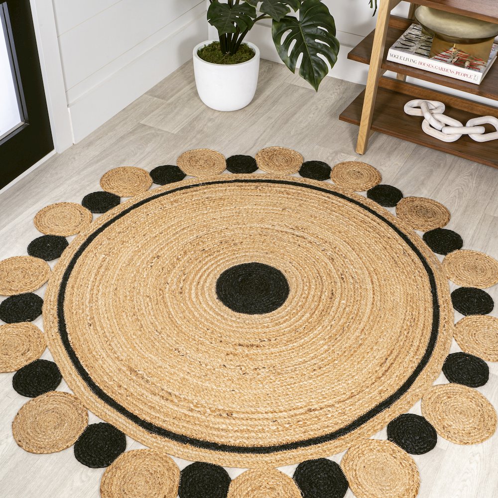 Aurora Two Tone Jute Hippy Circle Medallion Area Rug. Picture 2