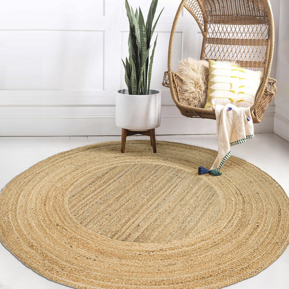 Harmony Boho Jute Circle Area Rug. Picture 6