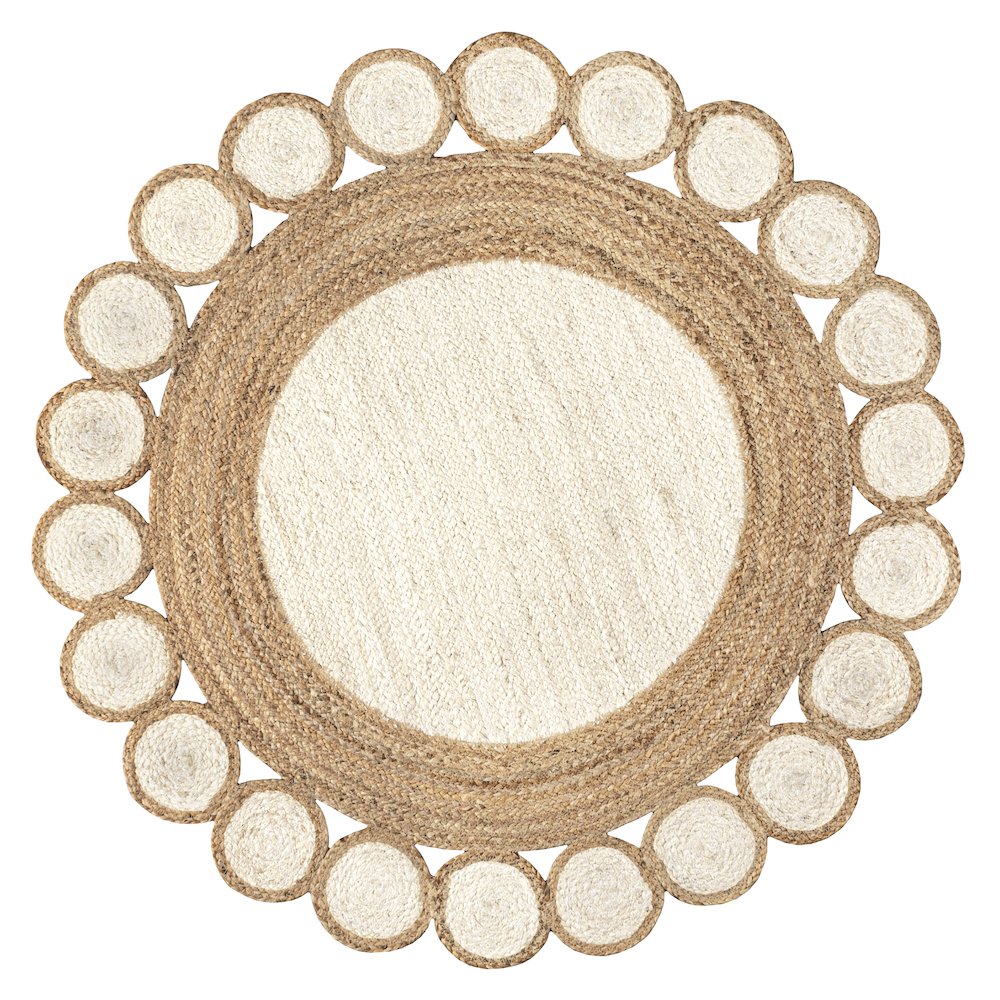 Skye Two Tone Jute Circle Border Area Rug. Picture 1