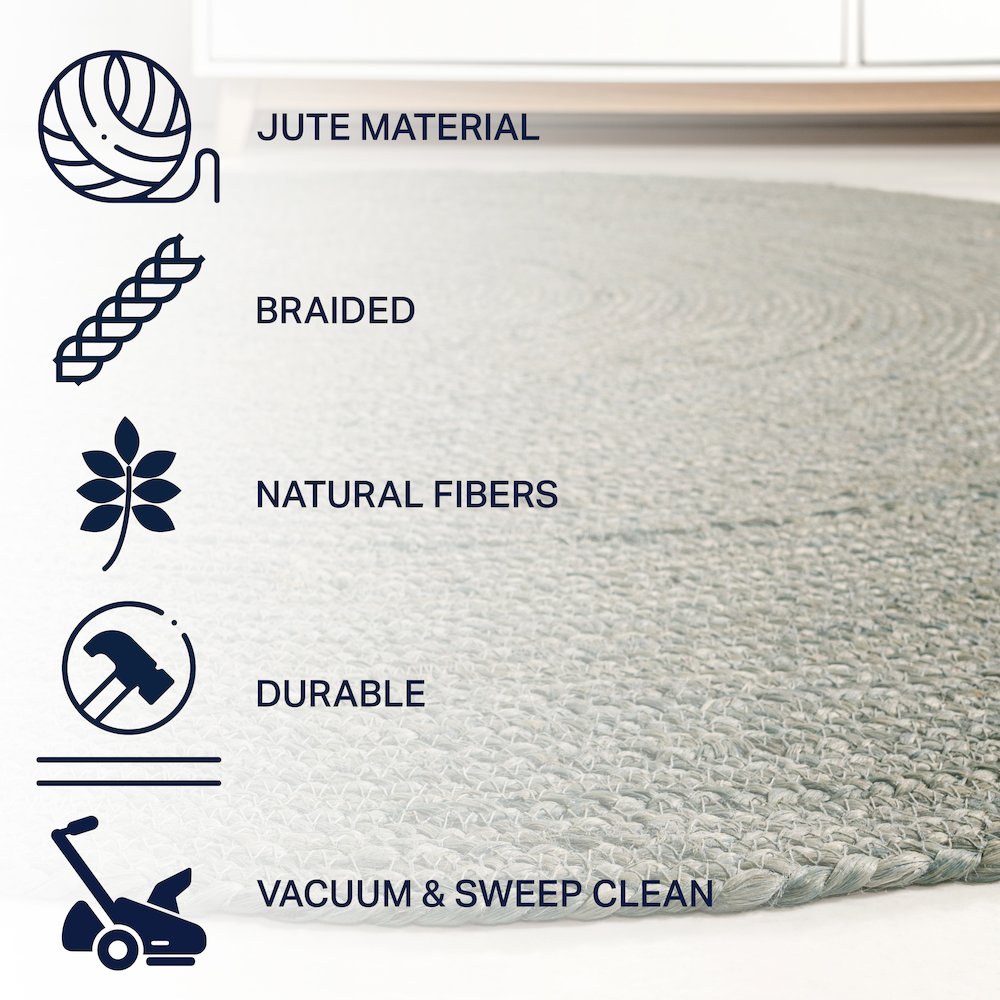 Zara Braided Coastal Cottage Round Jute Area Rug. Picture 3
