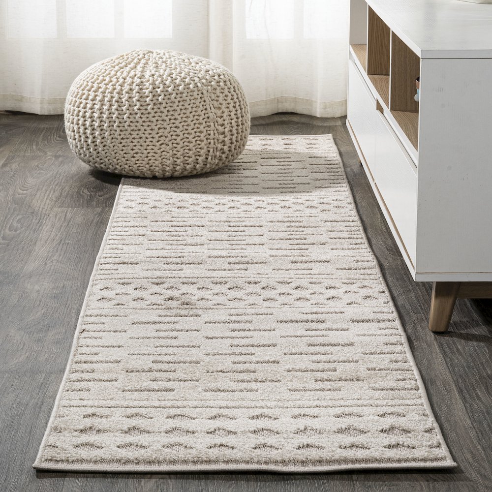 Xlendi High-Low Pile Moroccan Geometric Indoor/Outdoor Area Rug. Picture 2