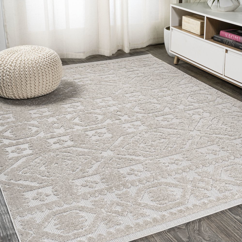 Citta High-Low Pile Mediterranean Tile Area Rug. Picture 2