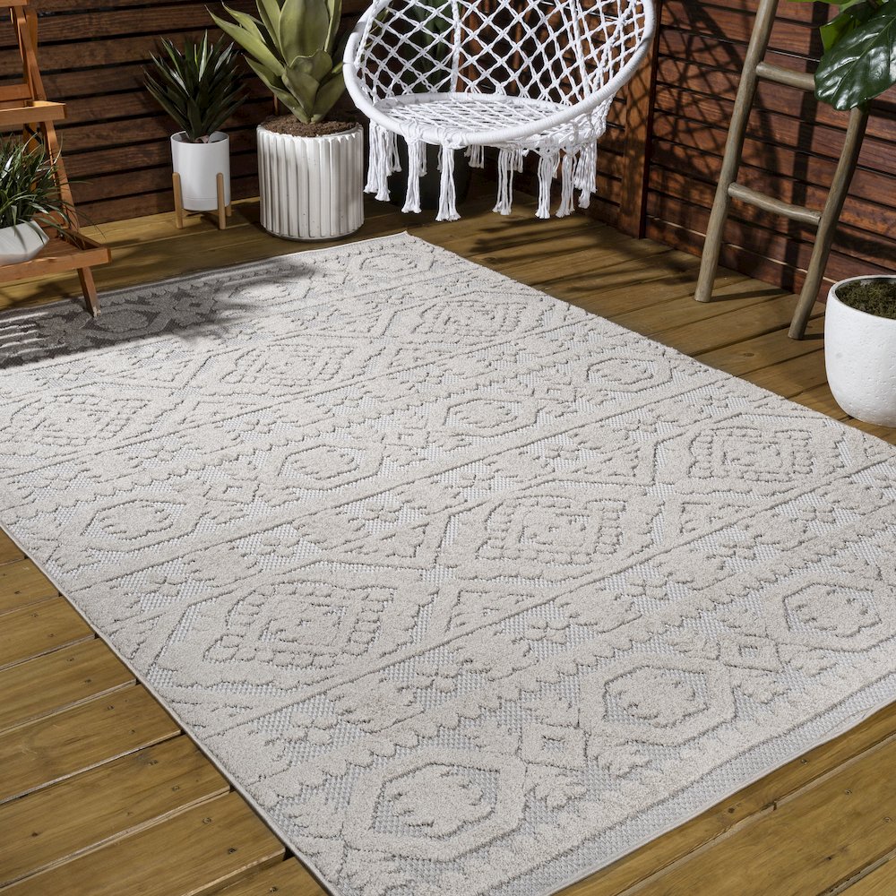 Citta High-Low Pile Mediterranean Tile Area Rug. Picture 6