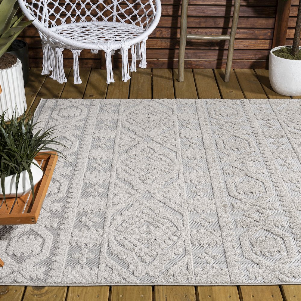 Citta High-Low Pile Mediterranean Tile Area Rug. Picture 7