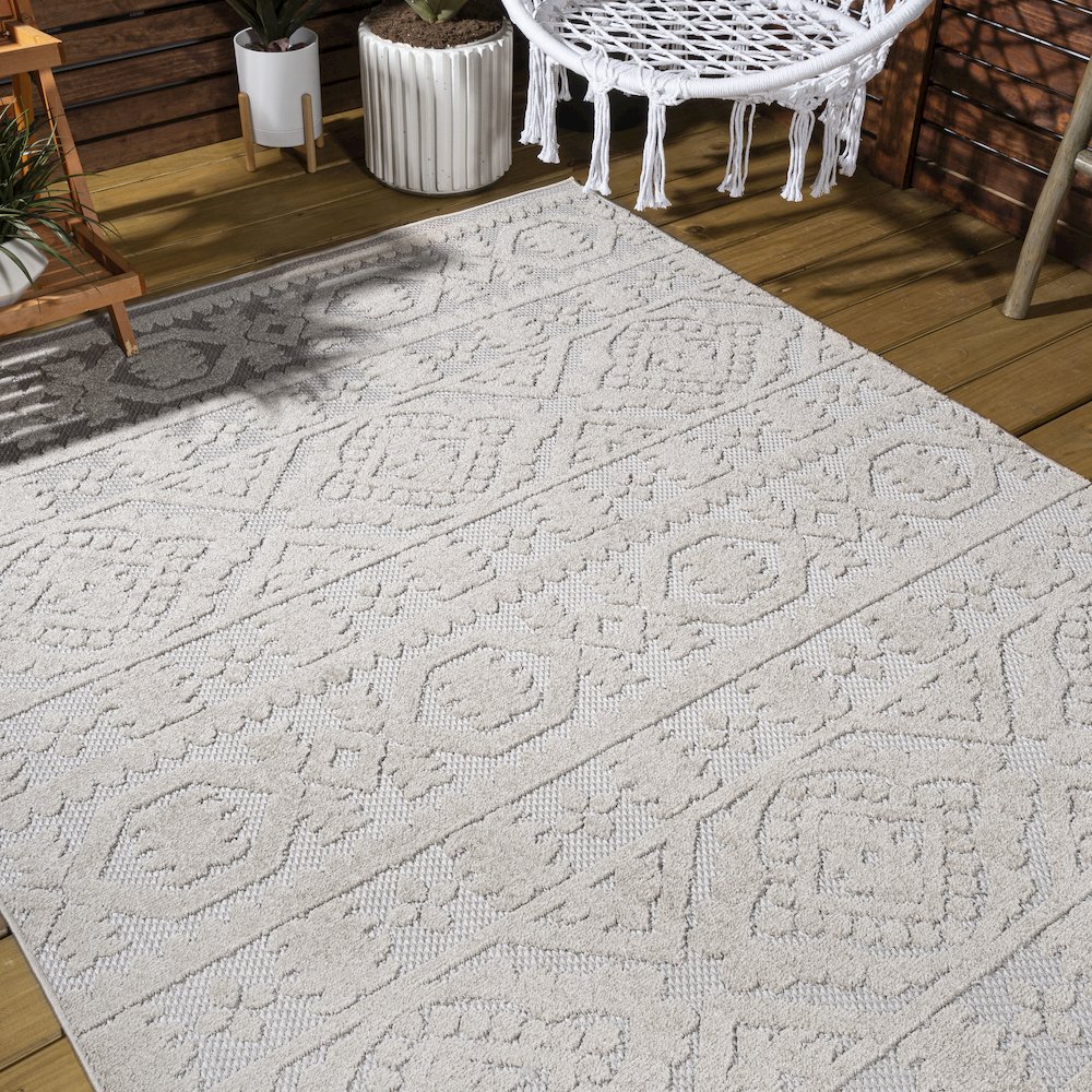 Citta High-Low Pile Mediterranean Tile Area Rug. Picture 8