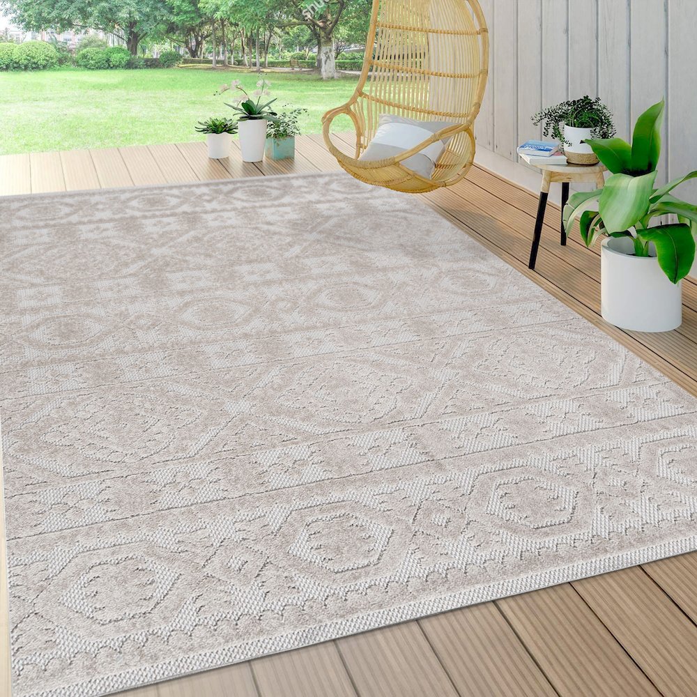 Citta High-Low Pile Mediterranean Tile Area Rug. Picture 5