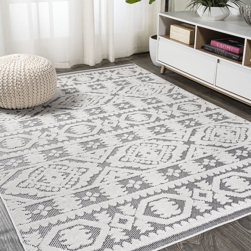 Citta High-Low Pile Mediterranean Tile Area Rug. Picture 2