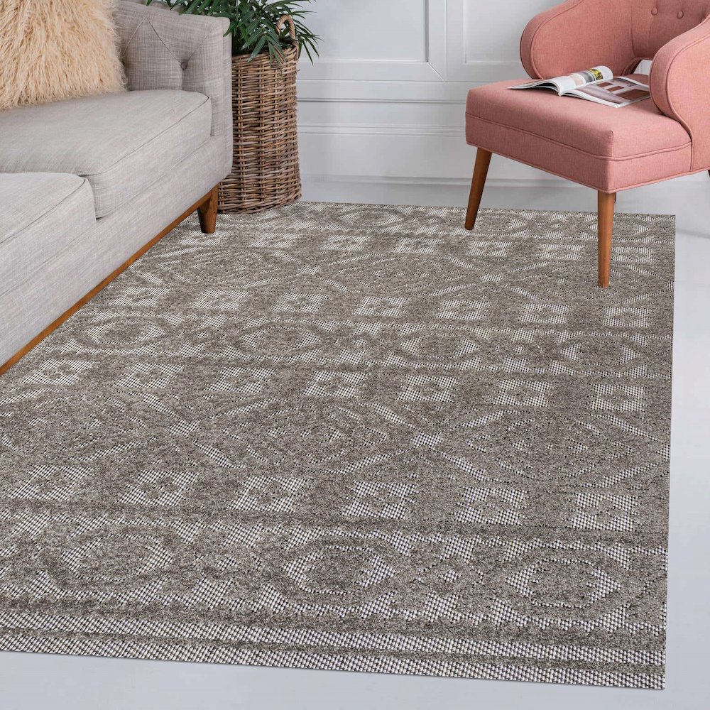 Citta High-Low Pile Mediterranean Tile Area Rug. Picture 14