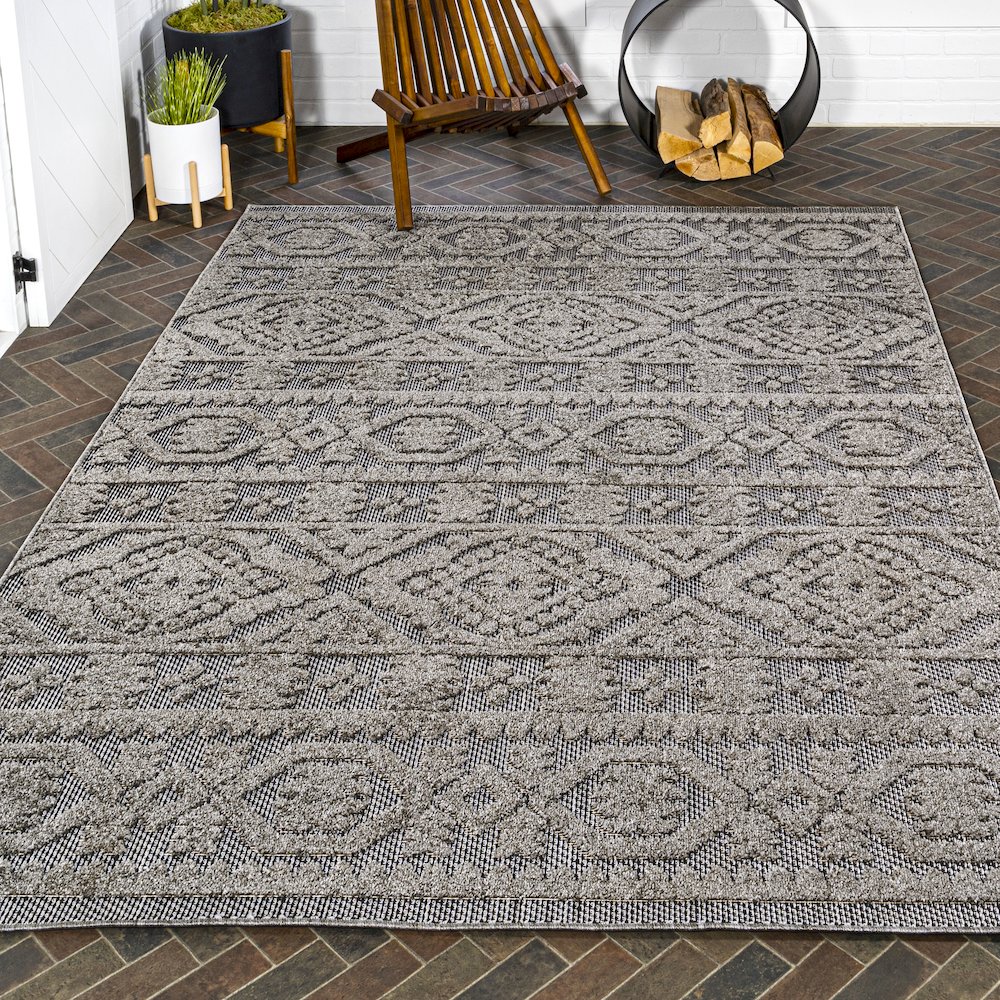 Citta High-Low Pile Mediterranean Tile Area Rug. Picture 8