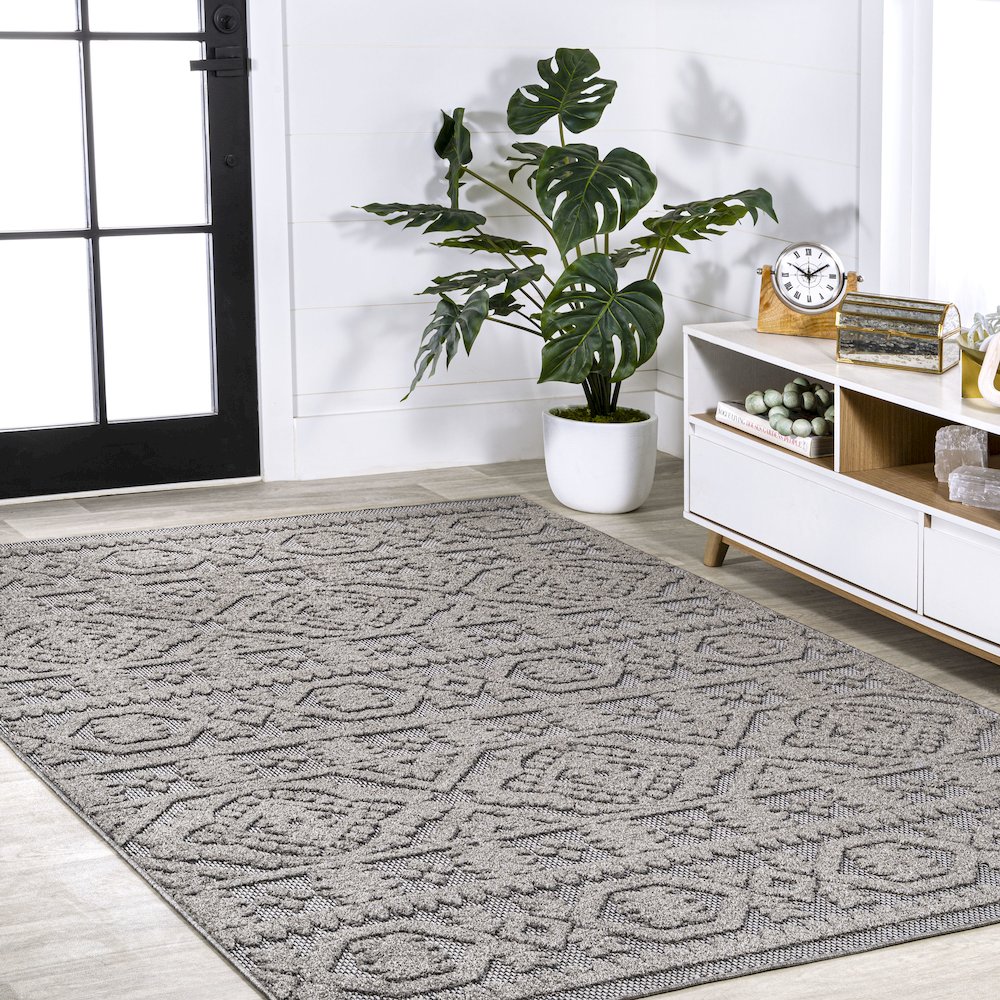Citta High-Low Pile Mediterranean Tile Area Rug. Picture 5