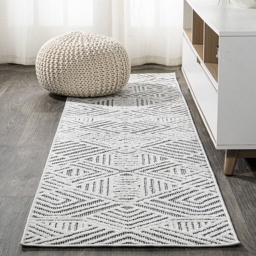 Jordan High-Low Pile Art Deco Geometric Indoor/Outdoor Area Rug. Picture 2