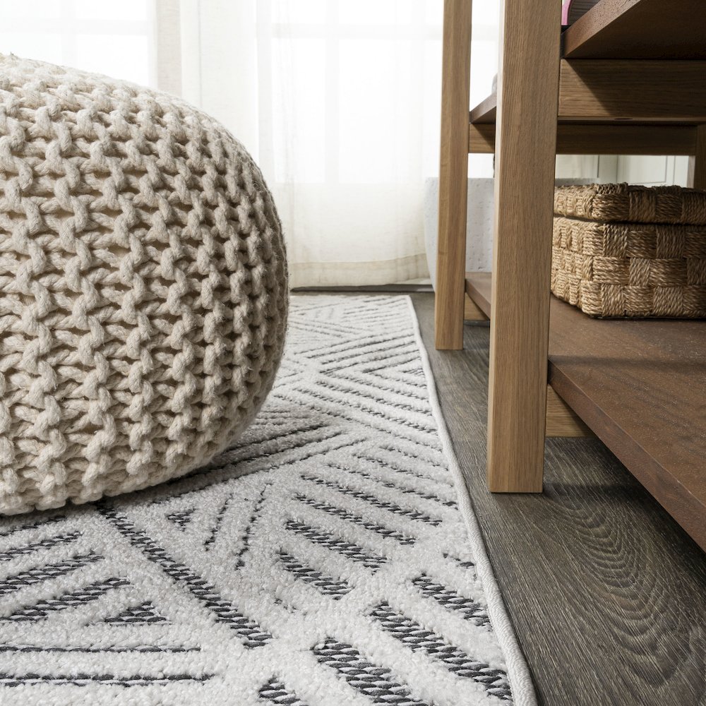 Jordan High-Low Pile Art Deco Geometric Indoor/Outdoor Area Rug. Picture 7
