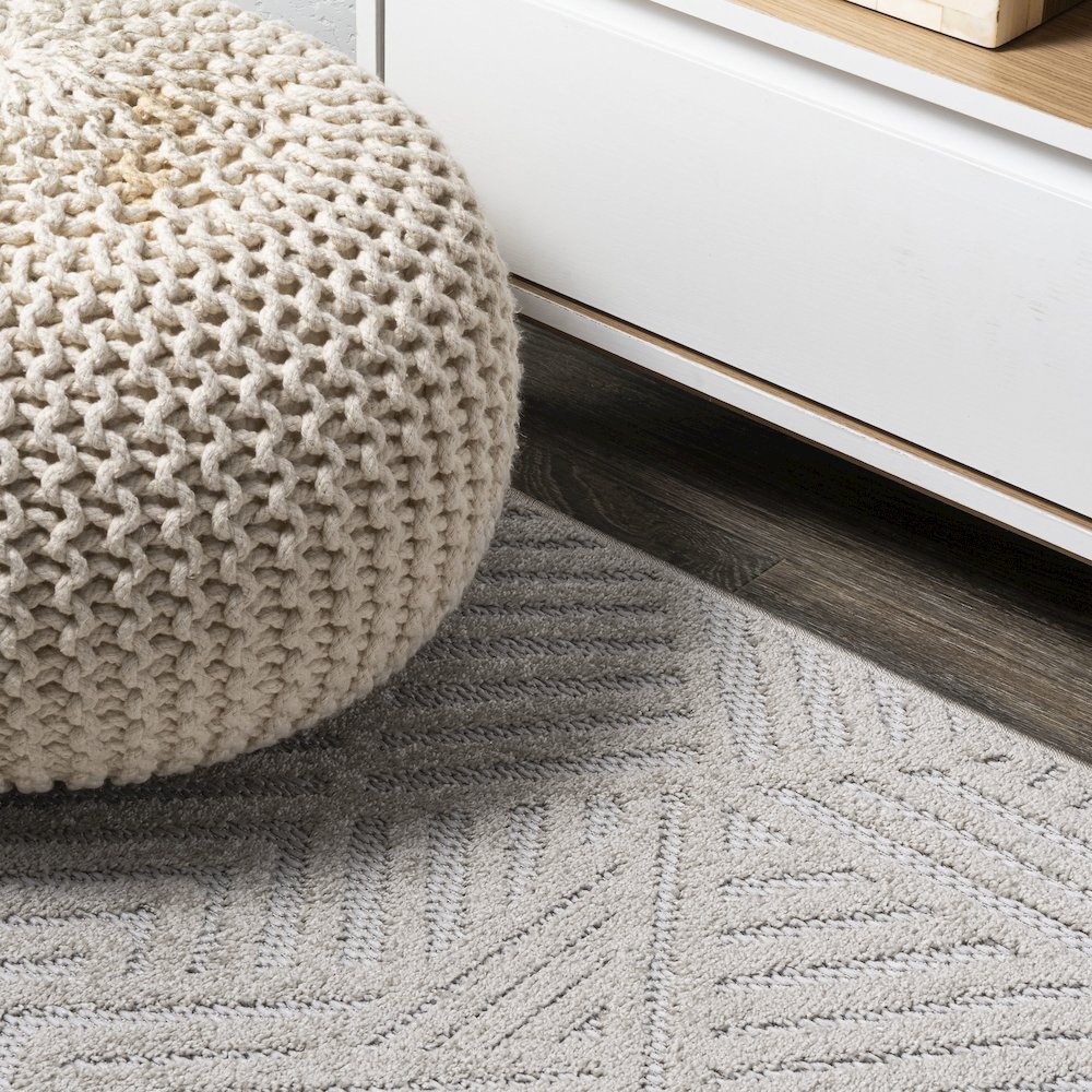 Jordan High-Low Pile Art Deco Geometric Indoor/Outdoor Area Rug. Picture 5