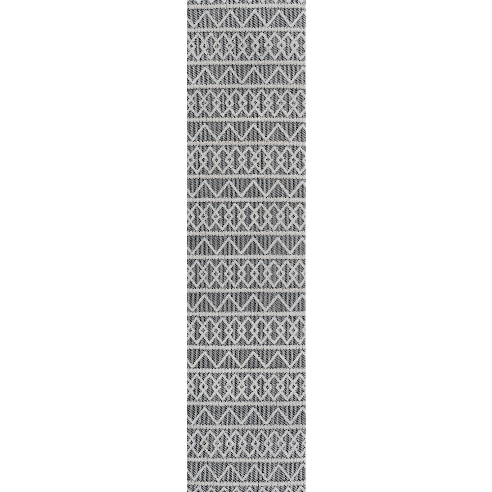 Aylan High-Low Pile Knotted Trellis Geometric Indoor/Outdoor Area Rug. Picture 1