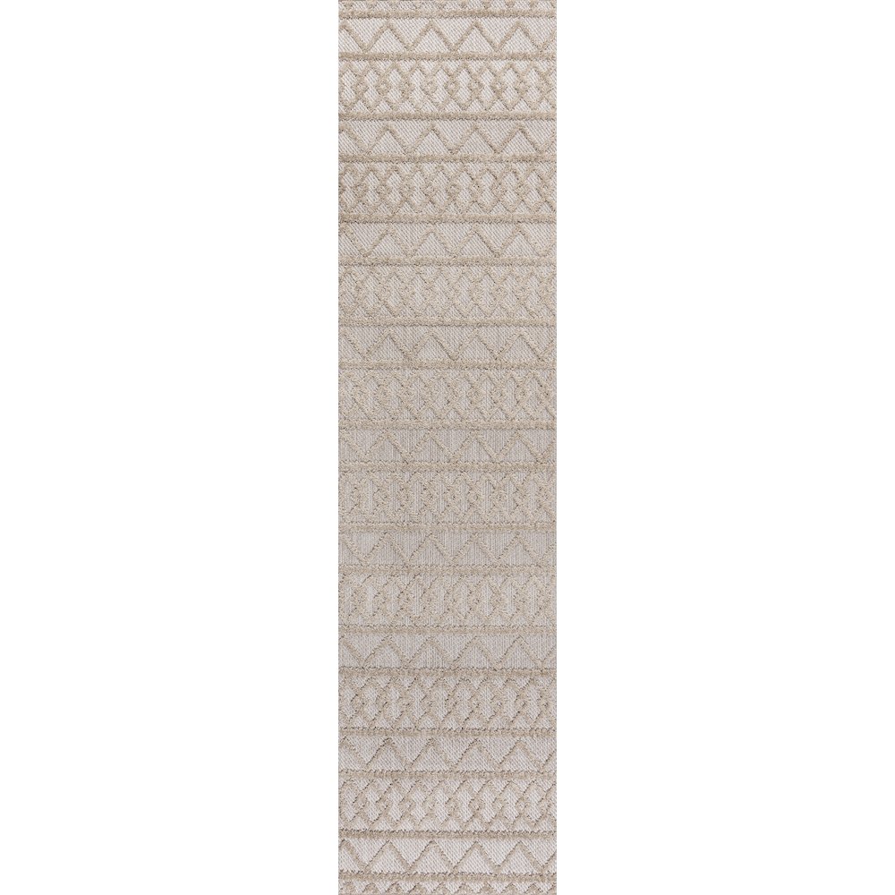 Aylan High-Low Pile Knotted Trellis Geometric Indoor/Outdoor Area Rug. Picture 1