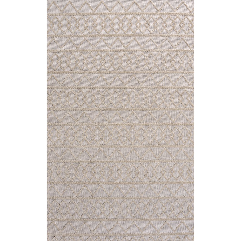 Aylan High-Low Pile Knotted Trellis Geometric Indoor/Outdoor Area Rug. Picture 1