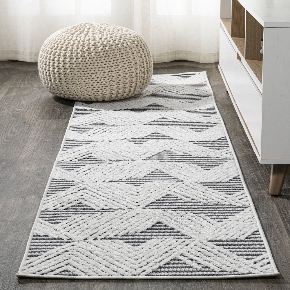 Jazz High-Low Pile Art Deco Geometric Indoor/Outdoor Area Rug. Picture 2