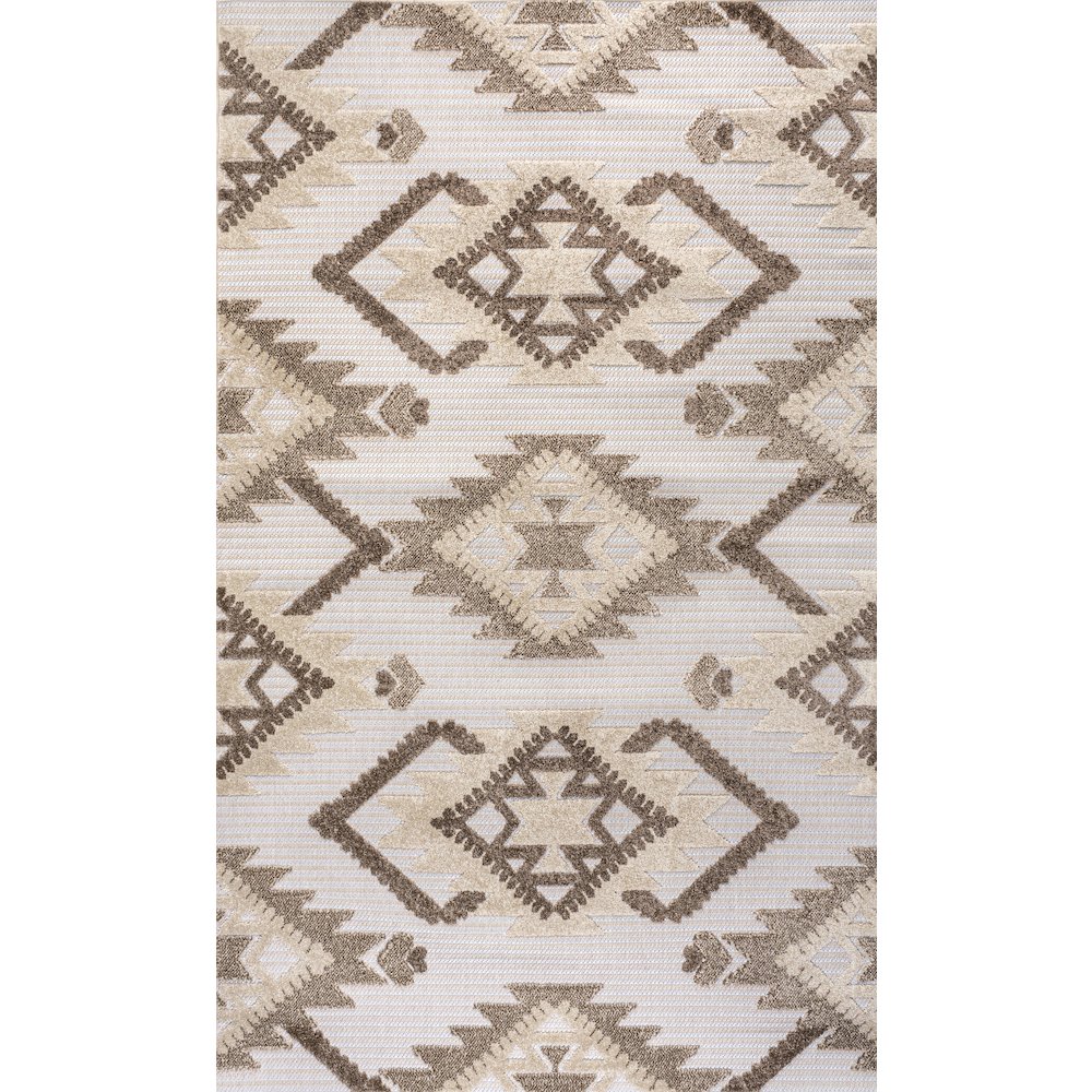 Sumak High-Low Pile Neutral Diamond Kilim Area Rug. Picture 1
