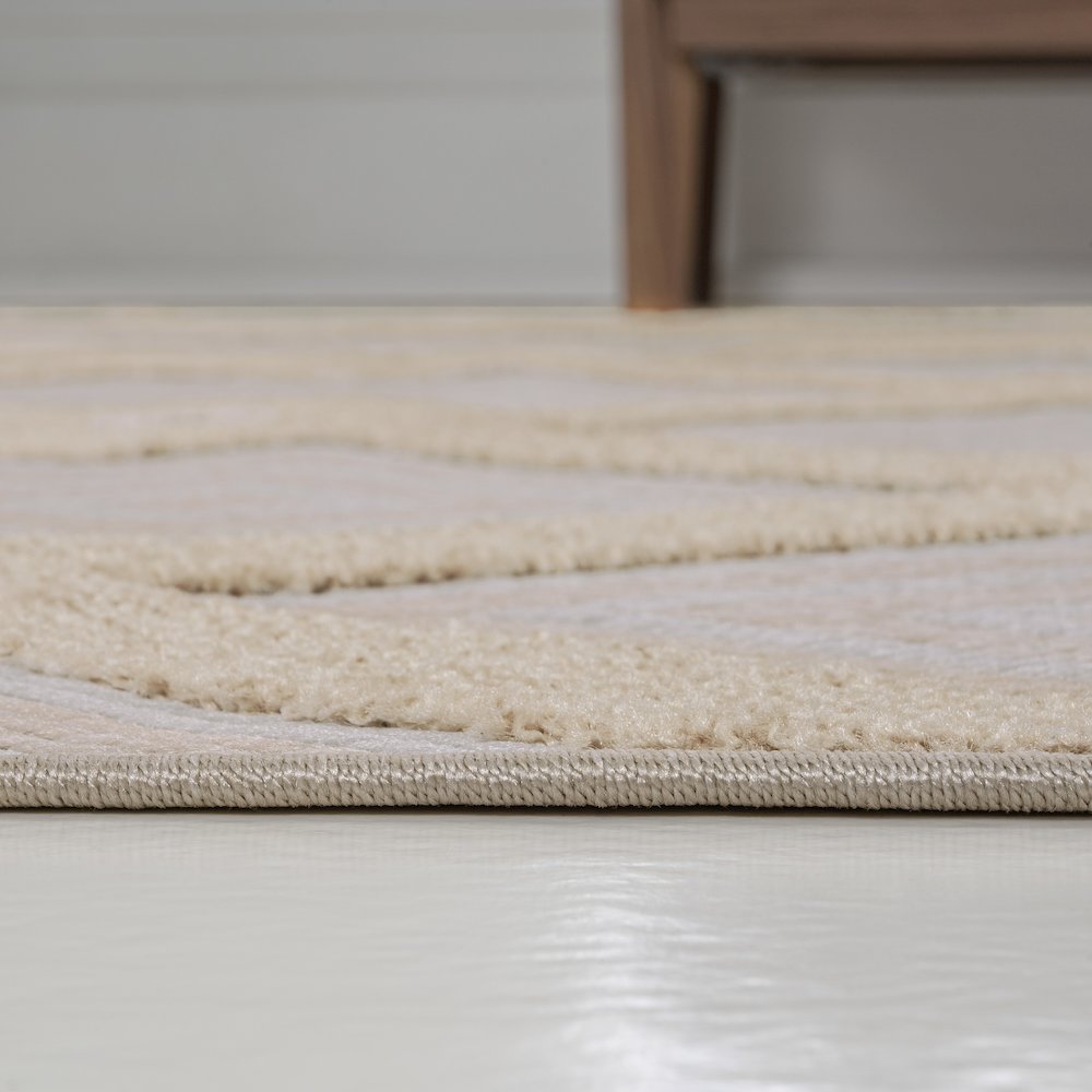 Duwun High-Low Pile Ogee Trellis Tone On Tone Indoor/Outdoor Area Rug. Picture 11