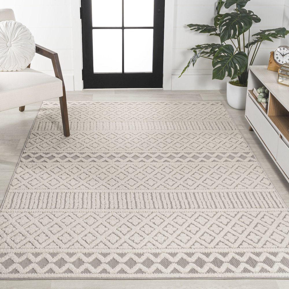 Ormond High-Low Modern Trellis Geometric Area Rug. Picture 4