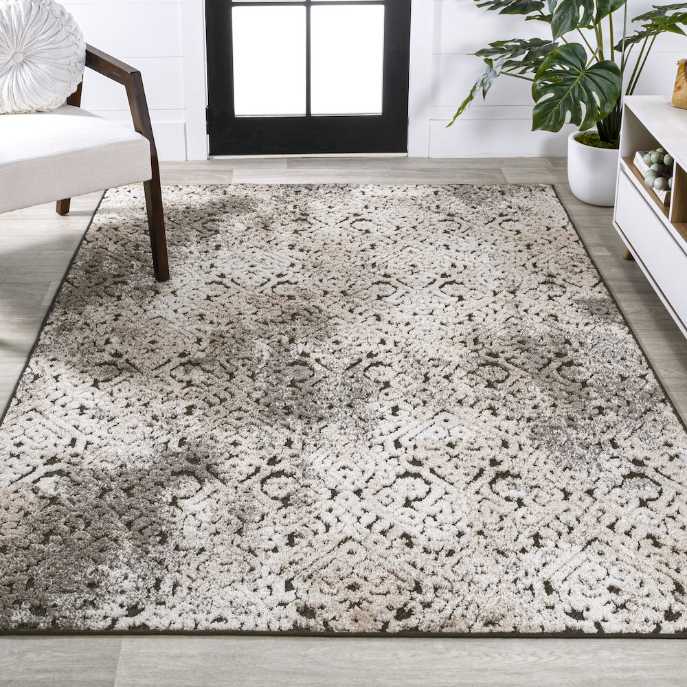Duenas High-Low Shabby Damask Area Rug. Picture 4