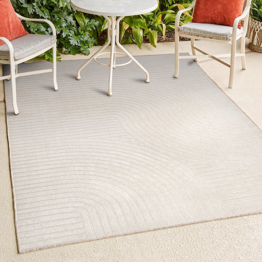 Hallie High-Low Minimalist Curve GeometricIndoor/Outdoor  Rug. Picture 2