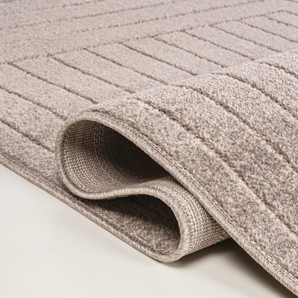 Minimalist Angle Geometric Light Taupe 3 ft. x 5 ft. Indoor/Outdoor Area Rug. Picture 4