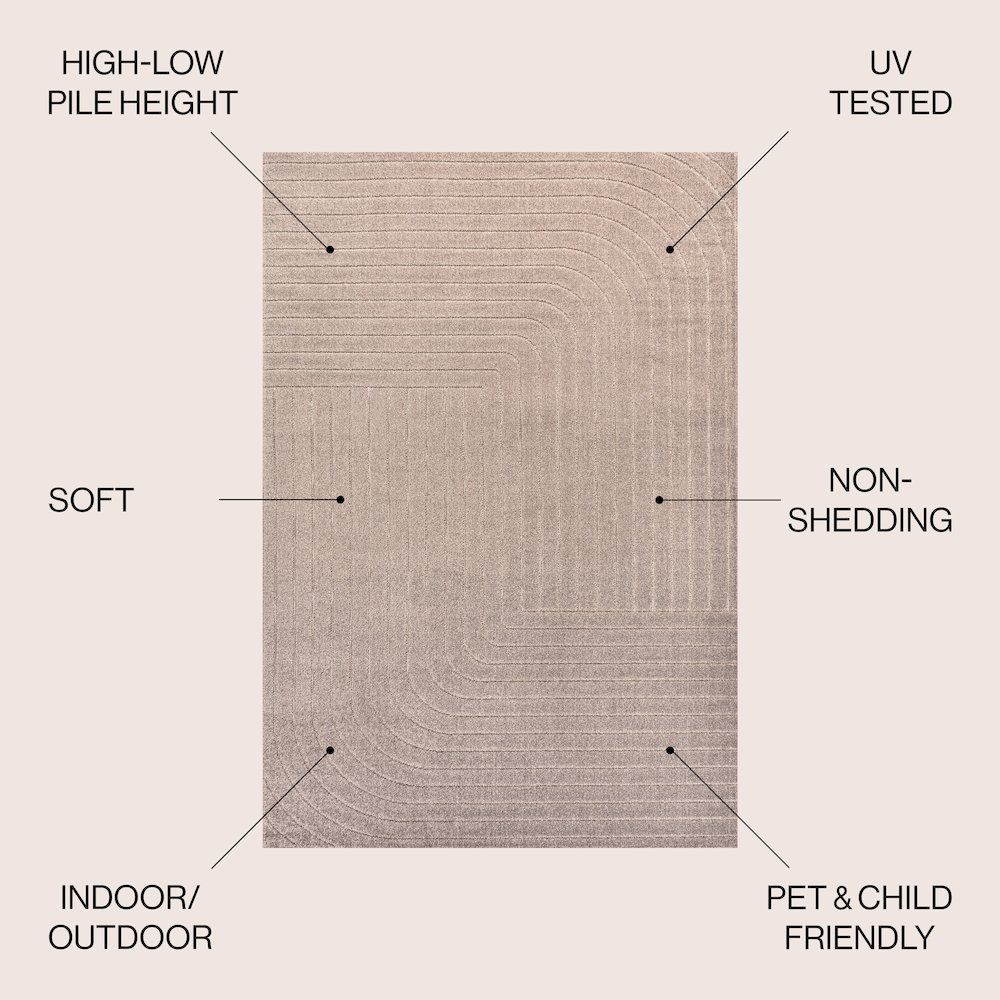 Minimalist Angle Geometric Light Taupe 4 ft. x 6 ft. Indoor/Outdoor Area Rug. Picture 6