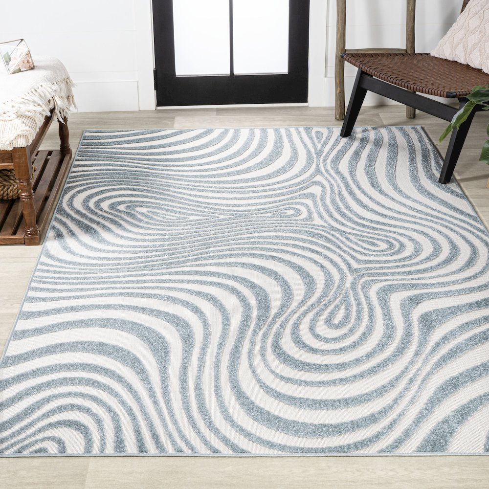 Maribo Abstract Groovy Striped Area Rug. Picture 4
