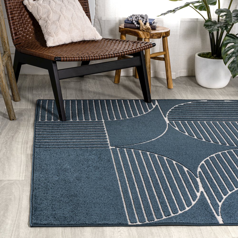 Nordby Geometric Arch Scandi Striped Area Rug. Picture 1
