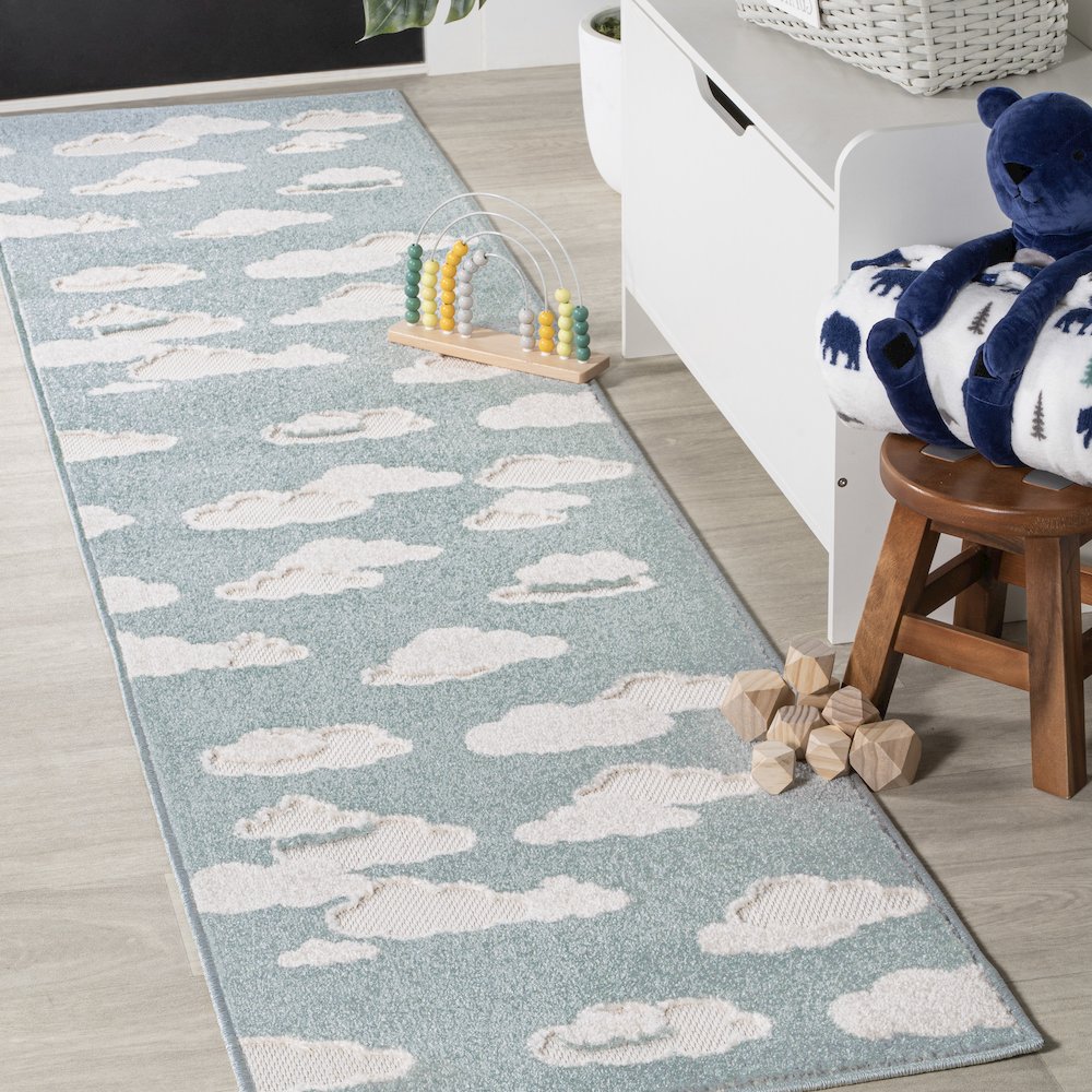 Hedwig High-Low Scandi Blue/Ivory 6 ft. x 9 ft. Indoor/Outdoor Area Rug. Picture 2