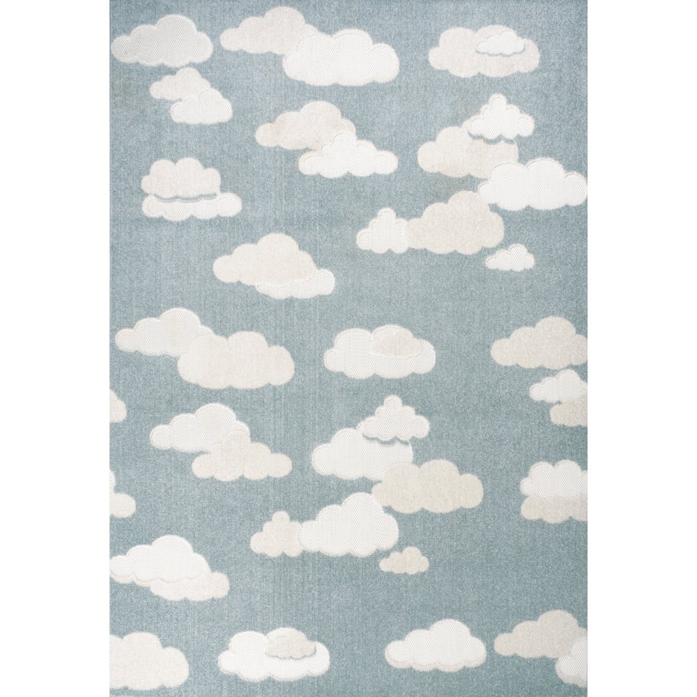 Hedwig High-Low Scandi Blue/Ivory 6 ft. x 9 ft. Indoor/Outdoor Area Rug. Picture 1