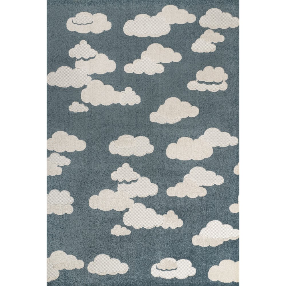 Hedwig High-Low Scandi Dark Blue/Ivory 3 ft. x 5 ft. Indoor/Outdoor Area Rug. Picture 1