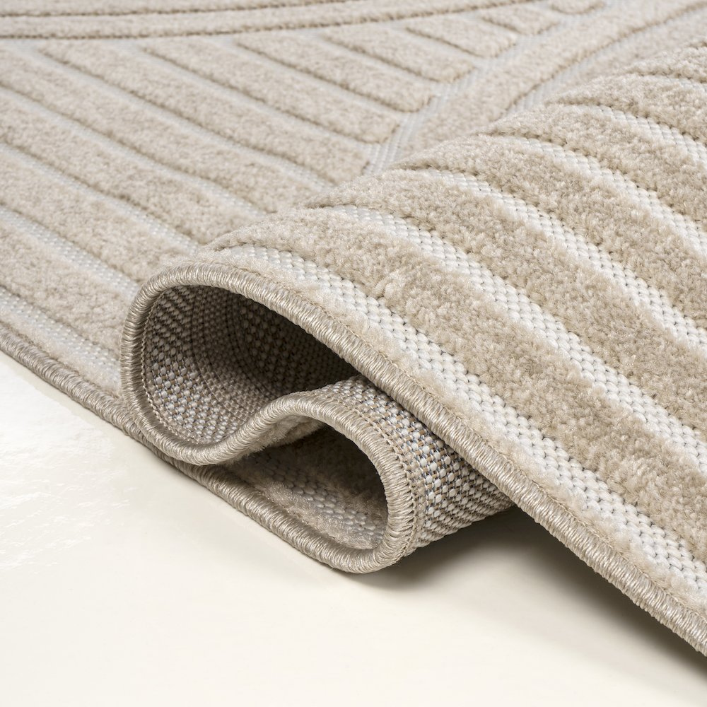 Sofia High-Low MidCentury Modern Arch Stripe Two-Tone Indoor/Outdoor Area Rug. Picture 4