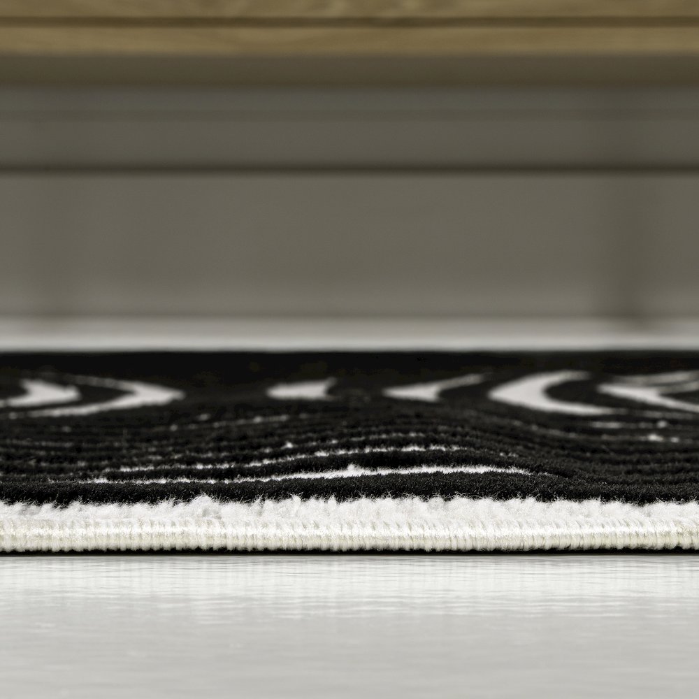 Sofia MidCentury Modern Arch Stripe Two-Tone High-Low Black/White Area Rug. Picture 5