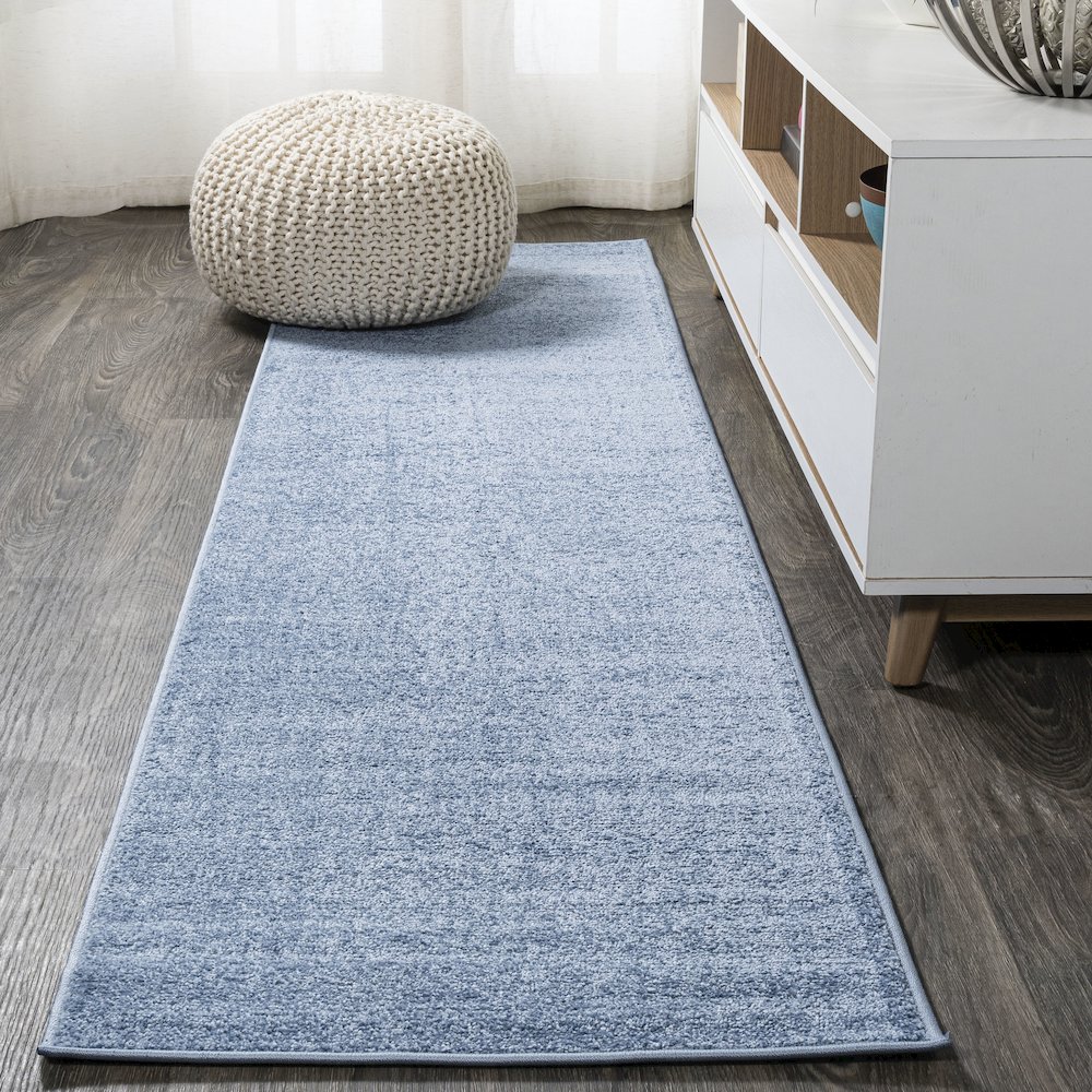 Haze Solid Low Pile Area Rug Classic Blue. Picture 2