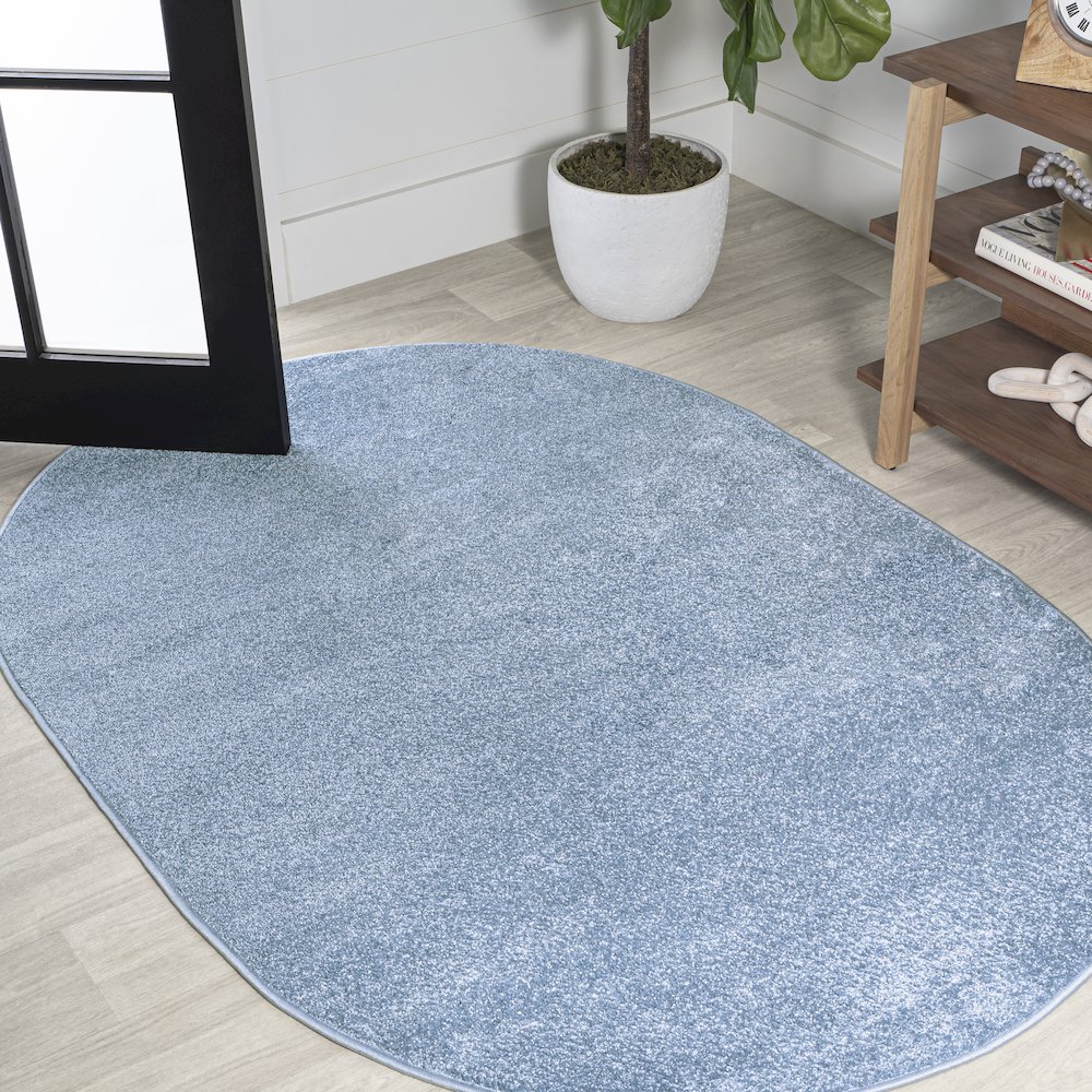 Haze Solid Low Pile Area Rug Classic Blue. Picture 2