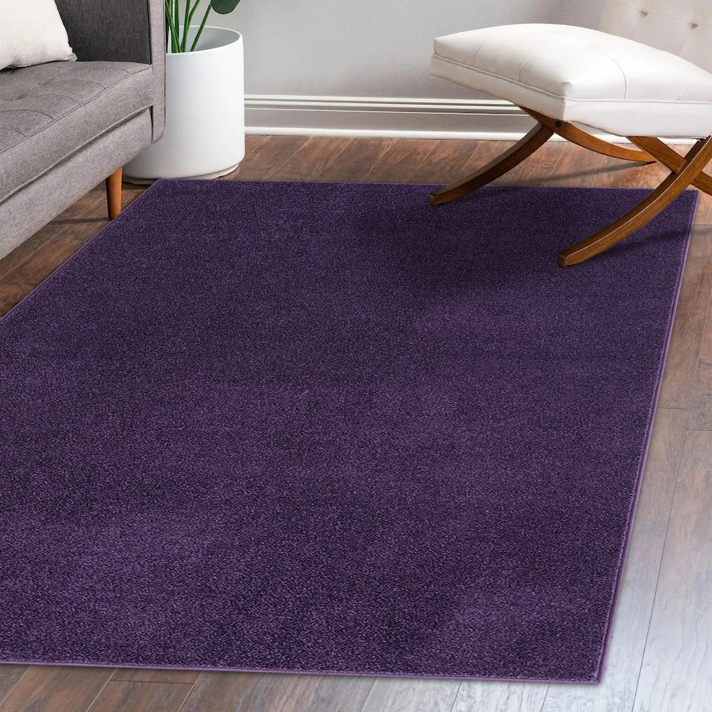 Haze Solid Low Pile Area Rug Purple. Picture 10