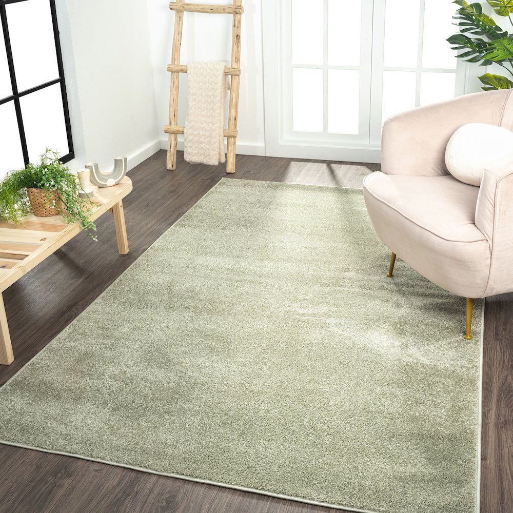 Haze Solid Low Pile Area Rug Green. Picture 2