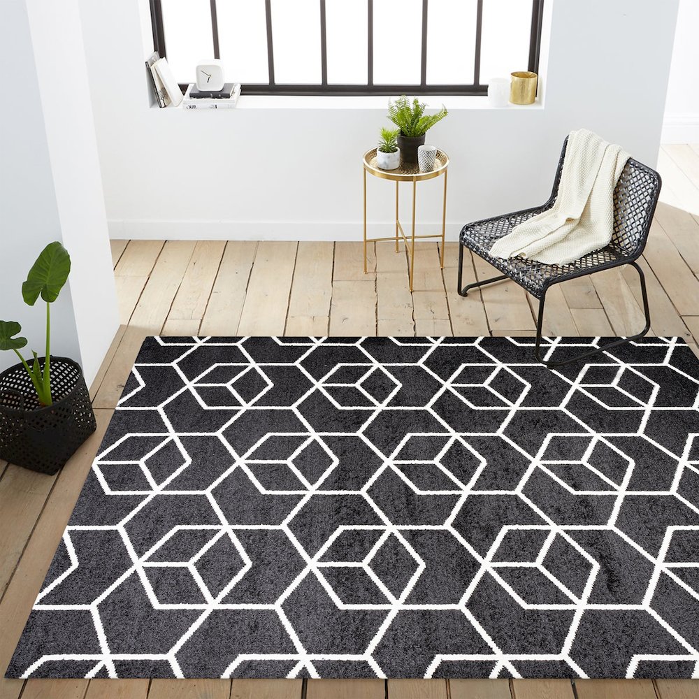 Tumbling Blocks Modern Geometric Area Rug. Picture 12